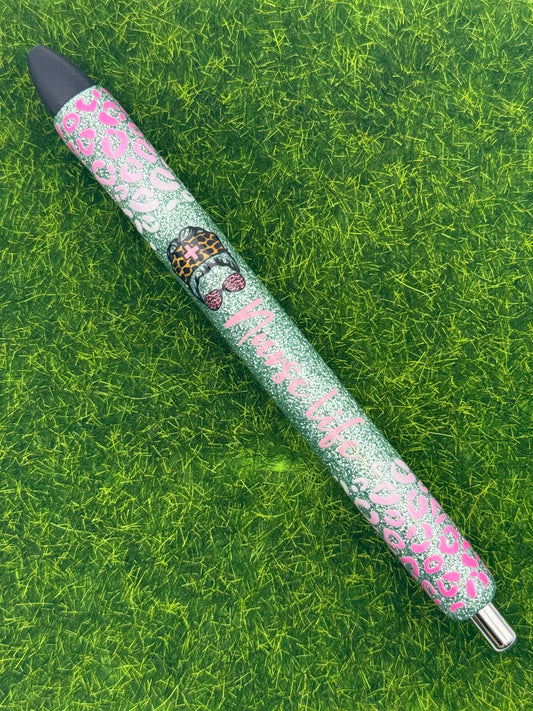 Nurse life leopard on teal pen
