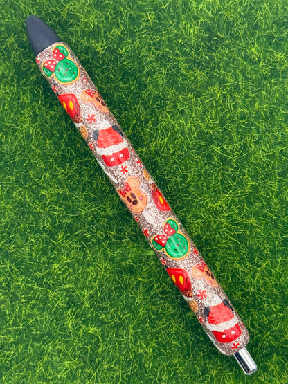 Mouse ears Christmas snacks on rose gold pen