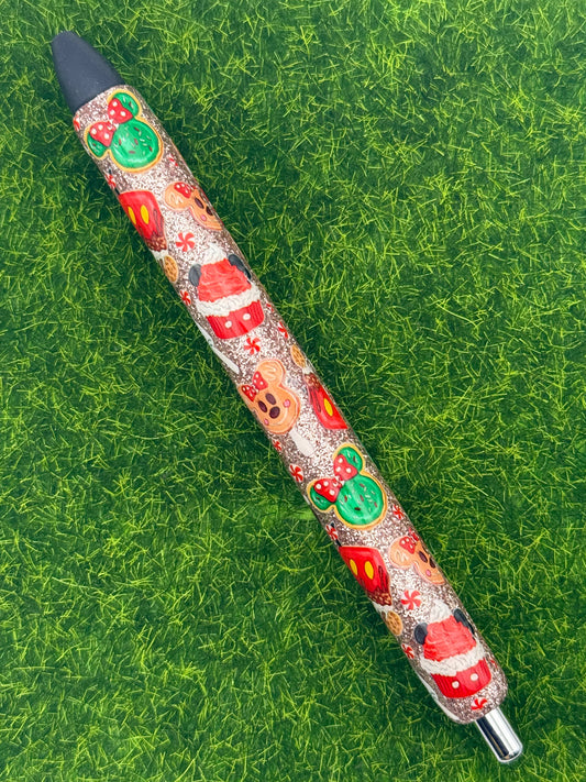 Mouse ears Christmas snacks on rose gold pen