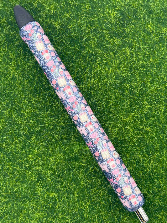 Pink medical on blue glitter pen