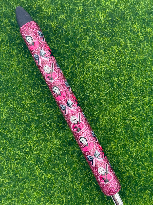 Scary on pink pen