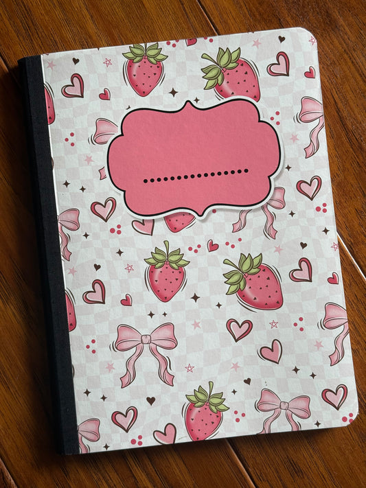 Pink strawberries notebook-wide ruled