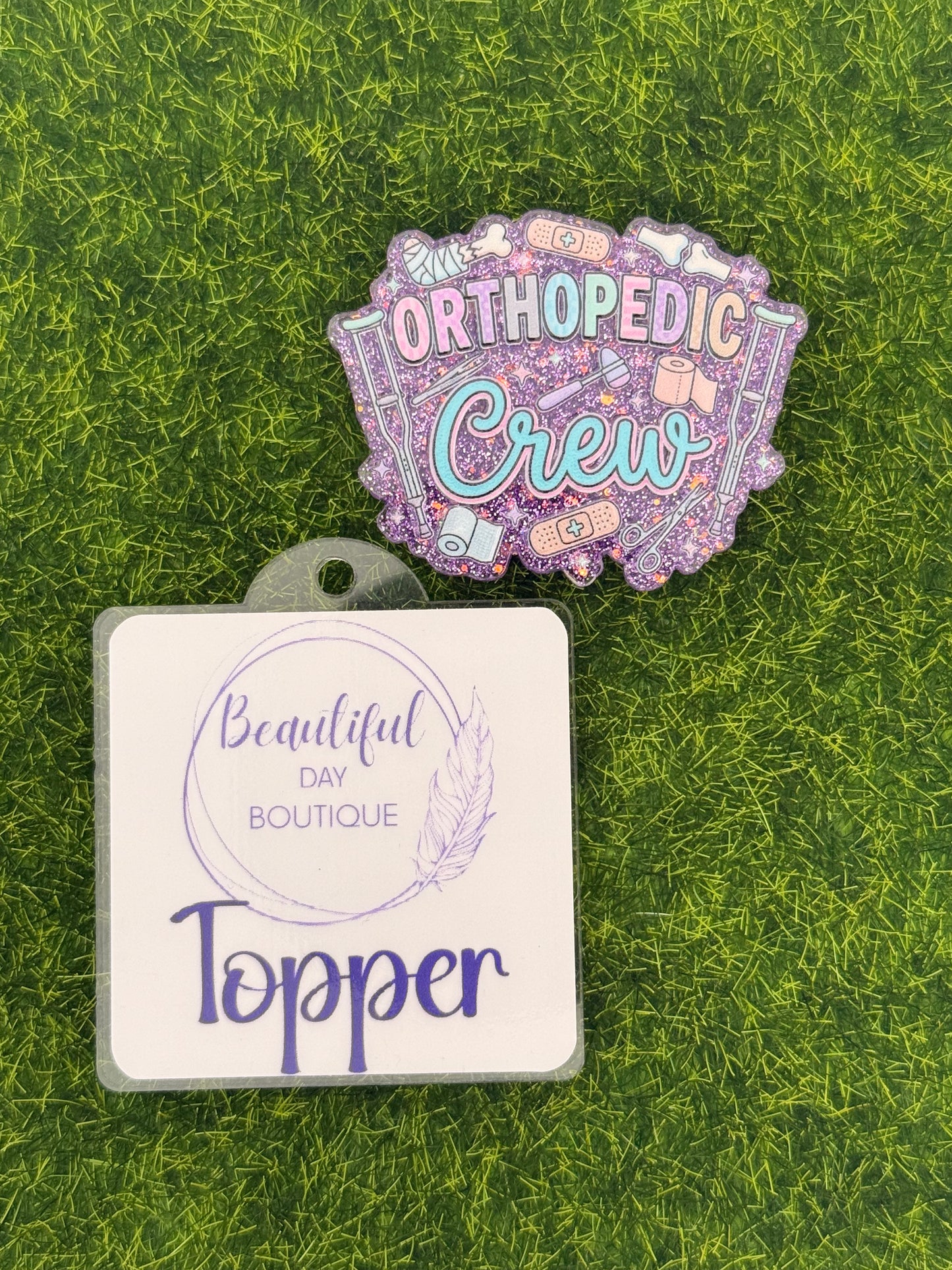 Orthopedic Crew-Purple Glitter