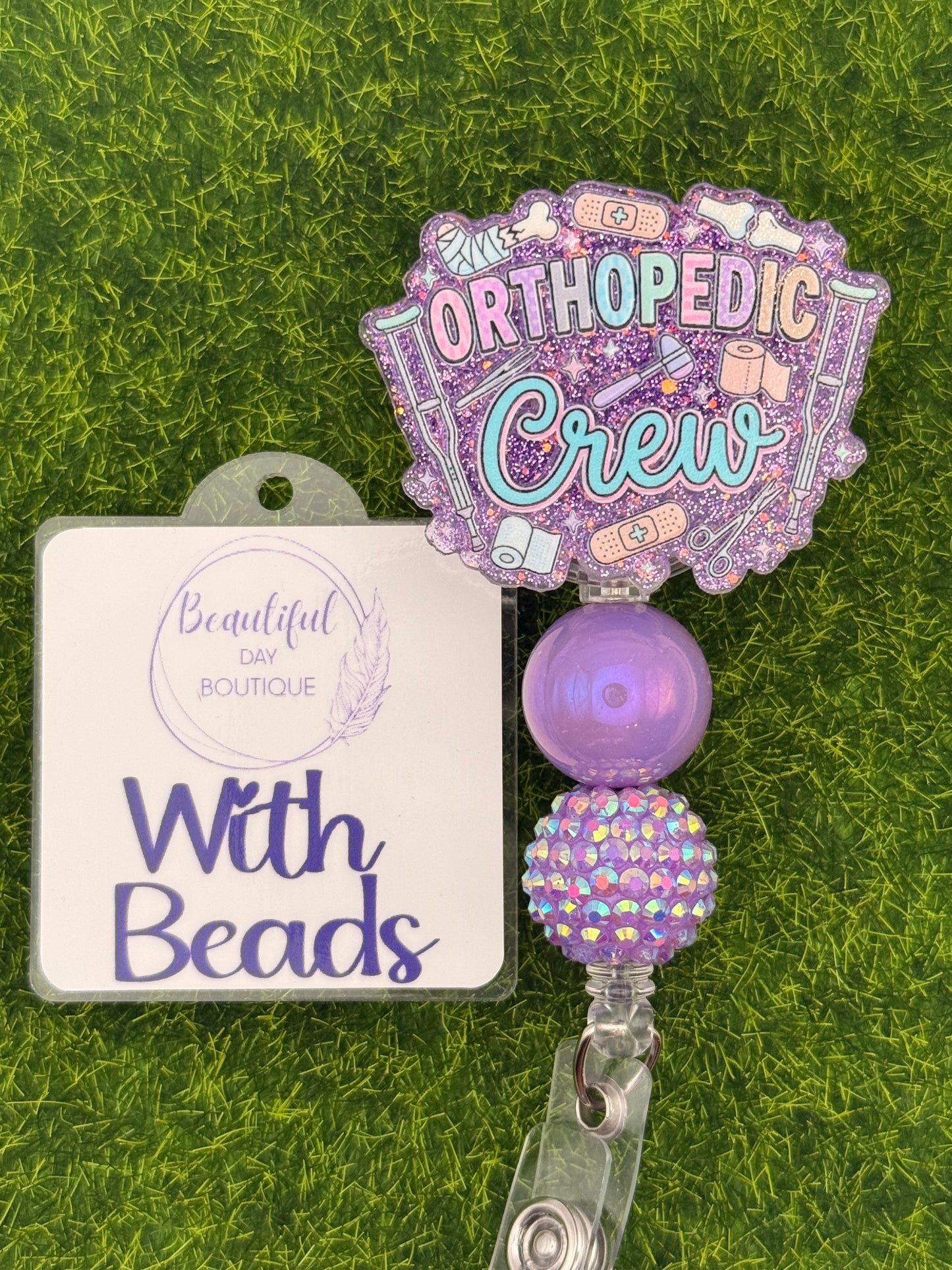 Orthopedic Crew-Purple Glitter