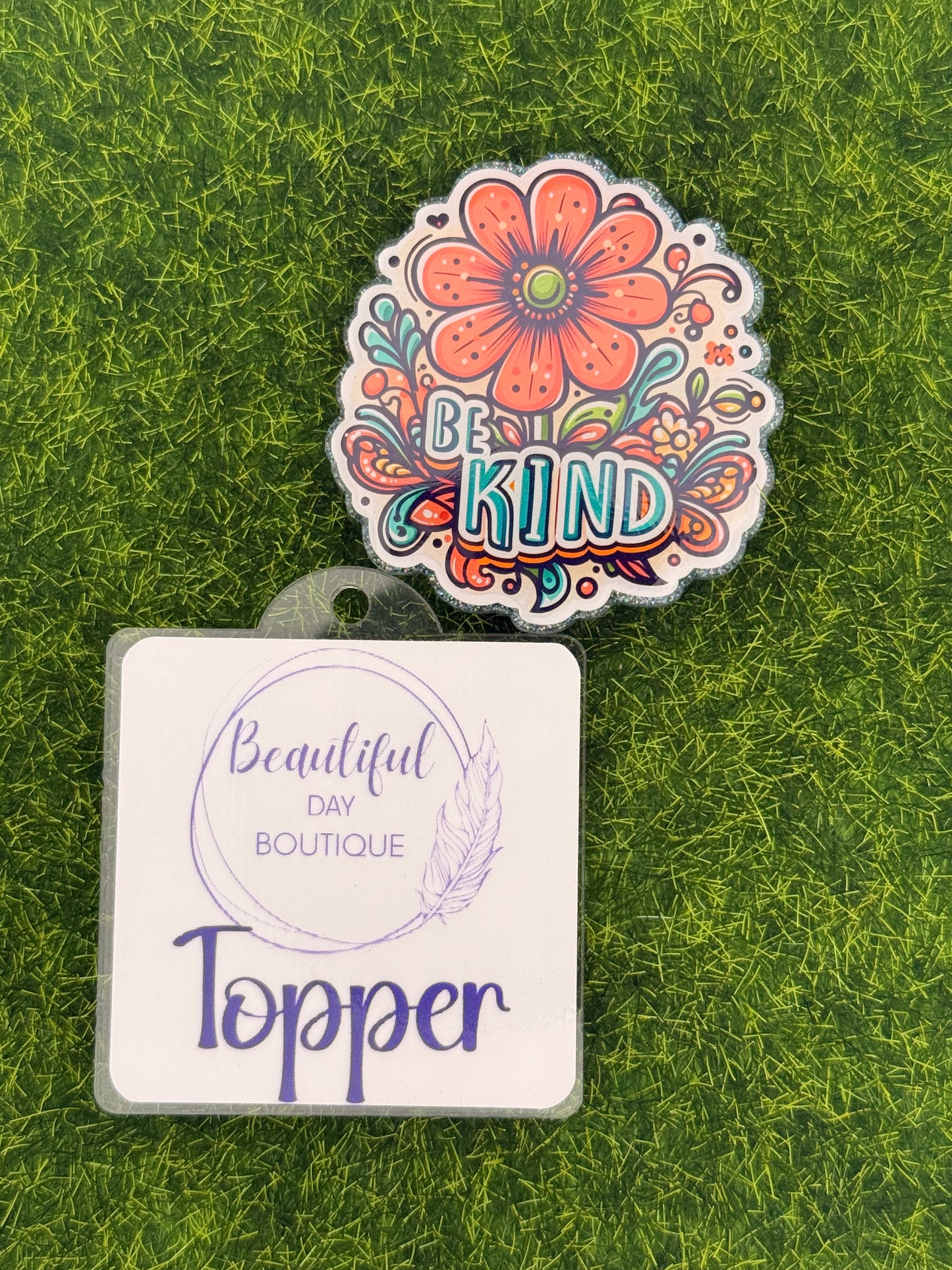 Be Kind-Pink Flower-Teal
