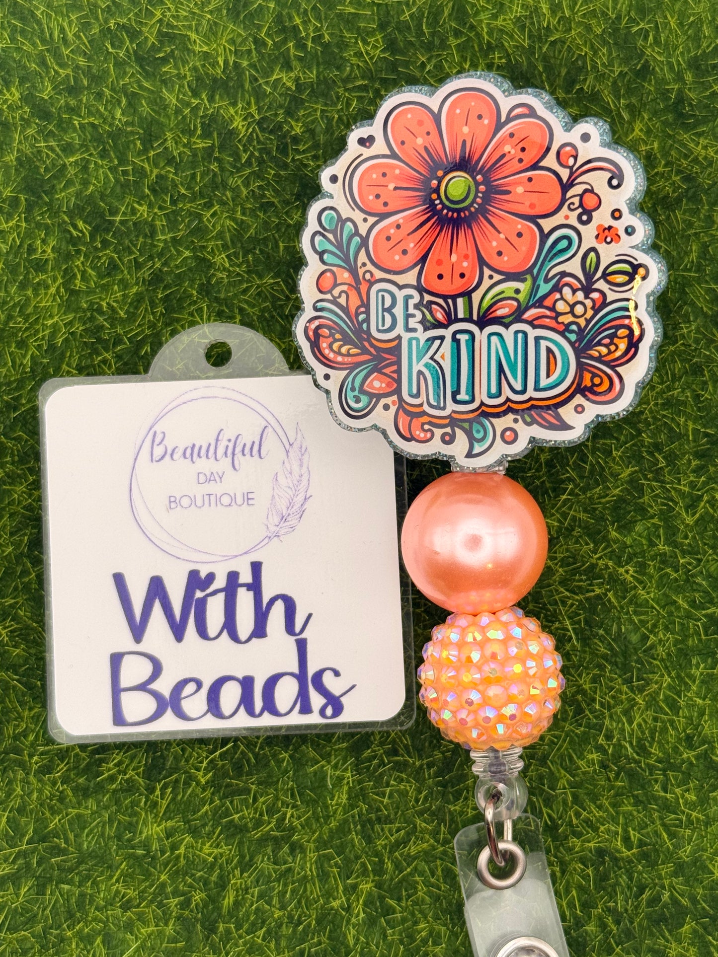 Be Kind-Pink Flower-Teal