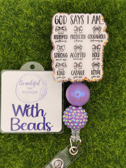 God Says I am-Purple glitter
