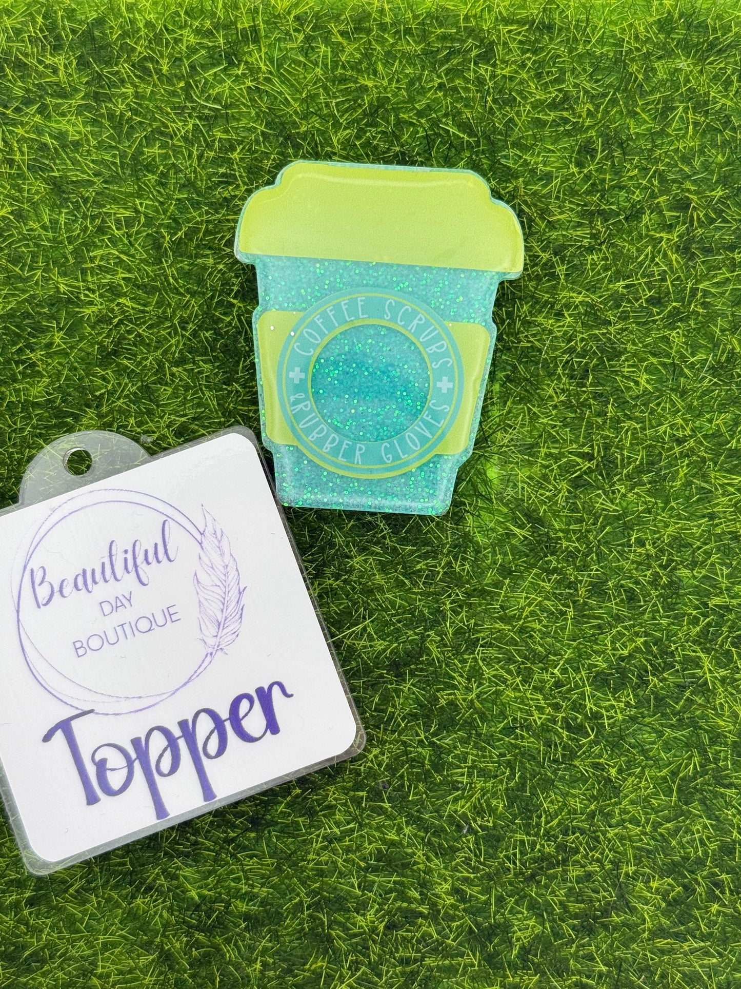 Coffee scrubs gloves teal/yellow