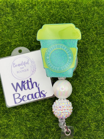 Coffee scrubs gloves teal/yellow