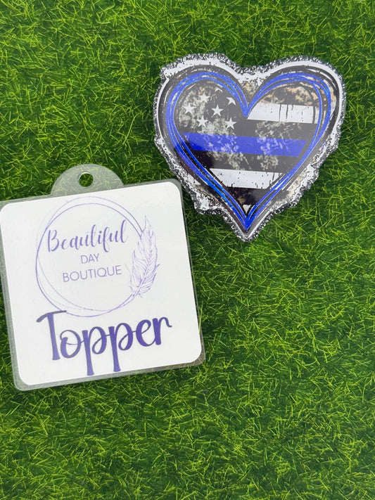 Blue line frayed heart