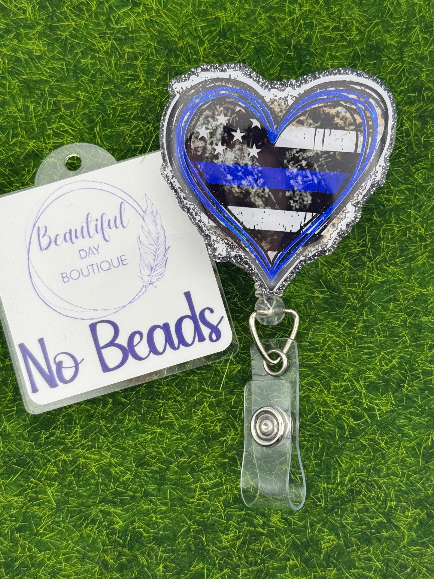 Blue line frayed heart
