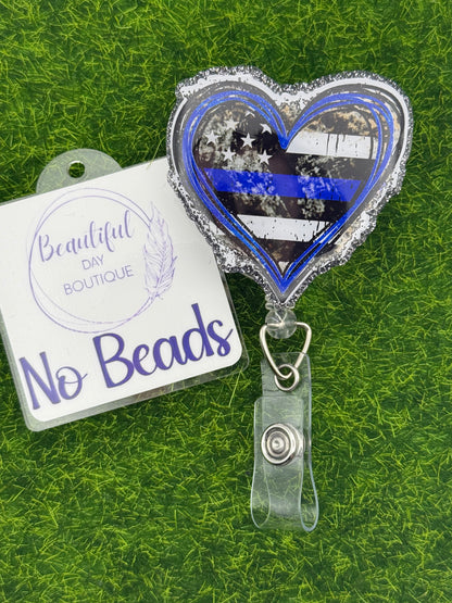 Blue line frayed heart