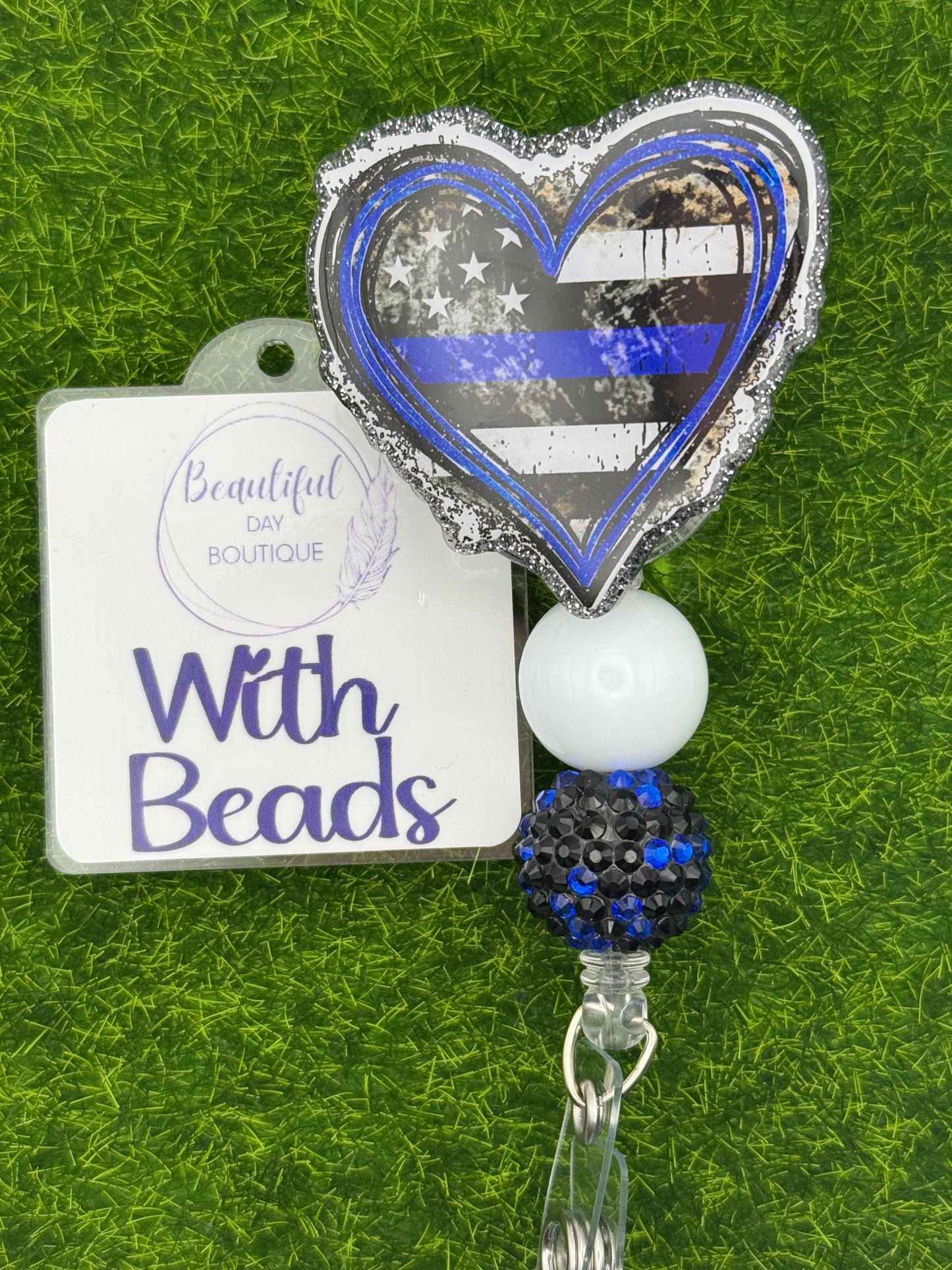 Blue line frayed heart