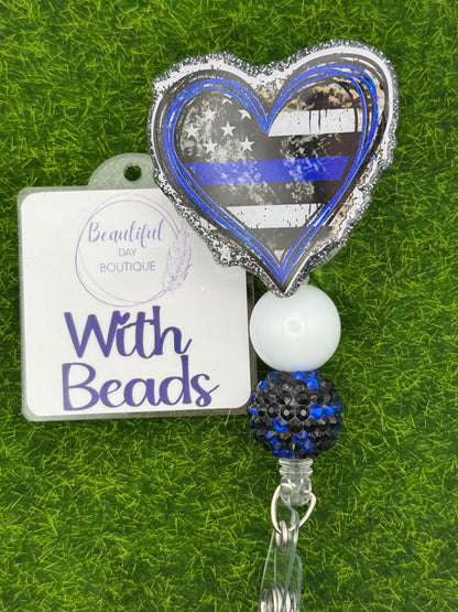 Blue line frayed heart