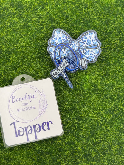 Butterfly needle blue bow