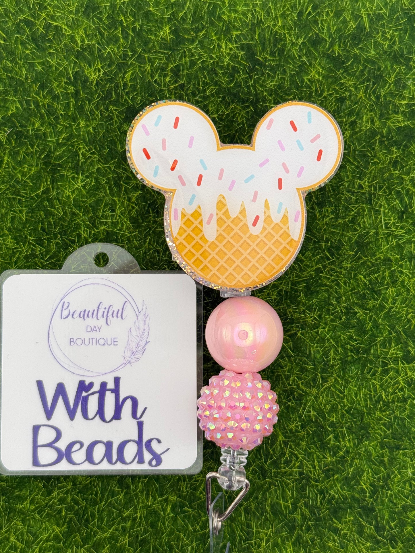 Mouse Ears Ice Cream-Pink Glitter