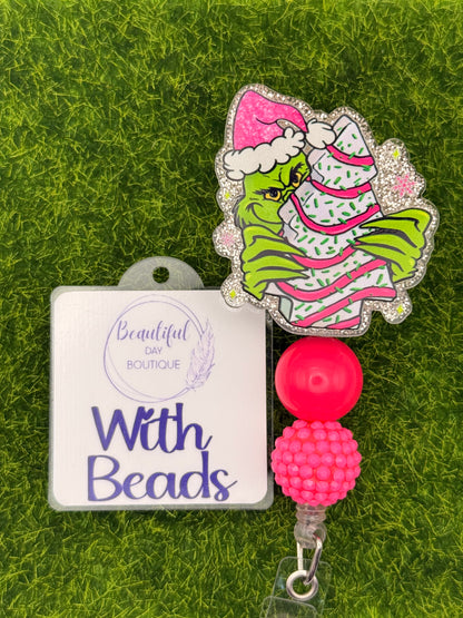 Green Guy tree cake pink
