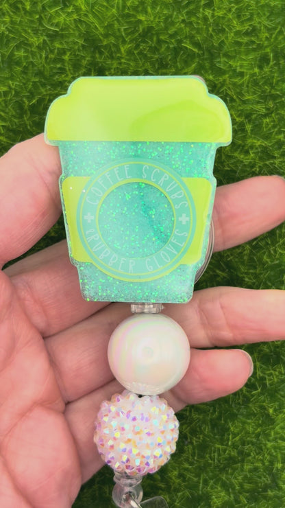 Coffee scrubs gloves teal/yellow