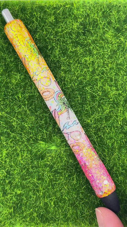 Summer orange/pink glitter inkjoy pen