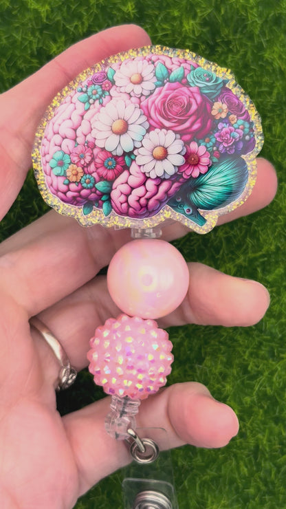 Floral brain pink and teal