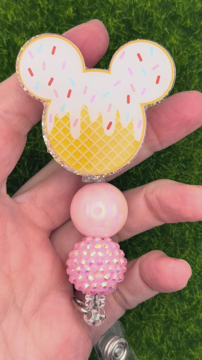 Mouse Ears Ice Cream-Pink Glitter