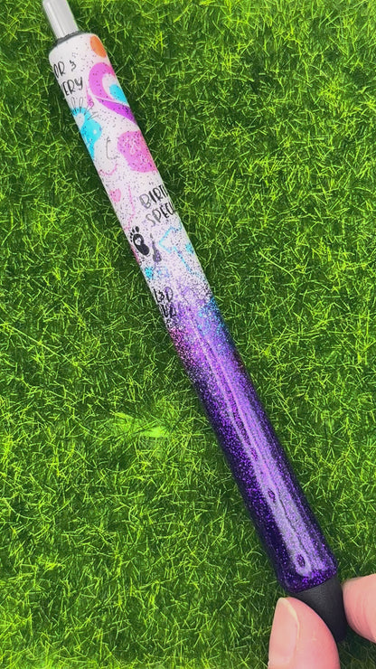 L&D purple glitter inkjoy pen