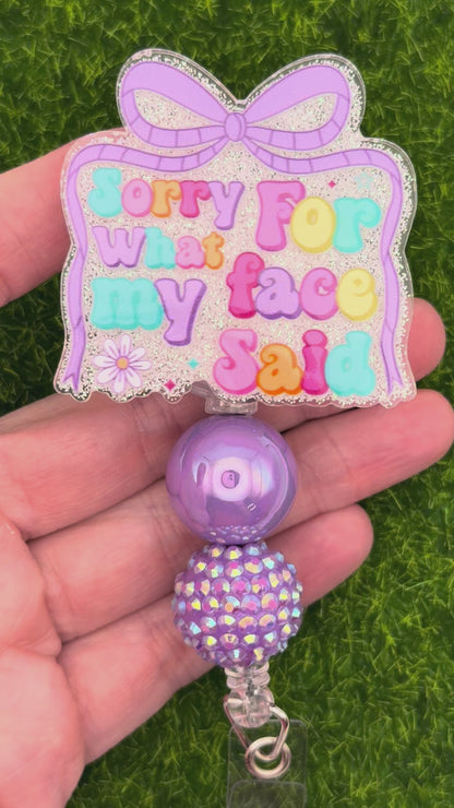 Sorry for what my face said-purple bow