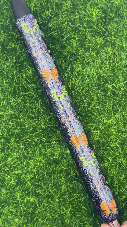 Halloween bows black glitter pen