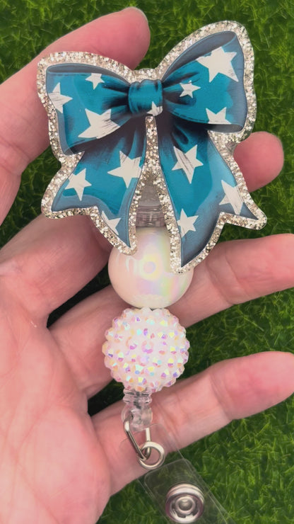 Blue bow white stars
