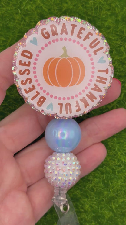 Grateful thankful blessed pumpkin-pink