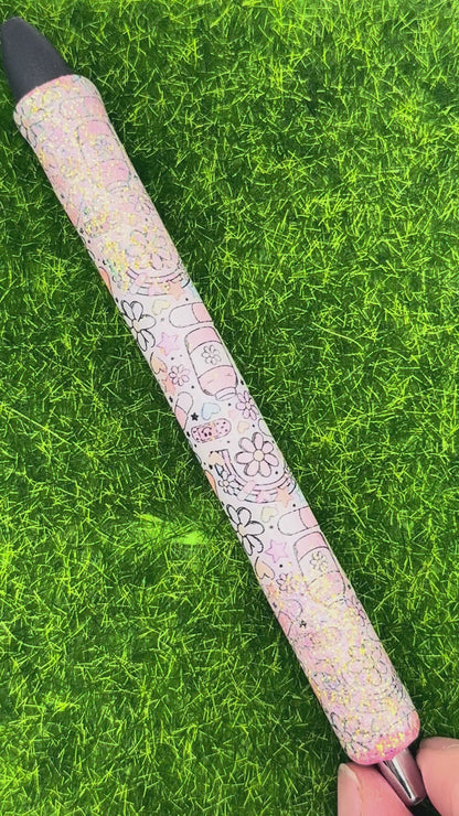 Retro floral med inkjoy pen