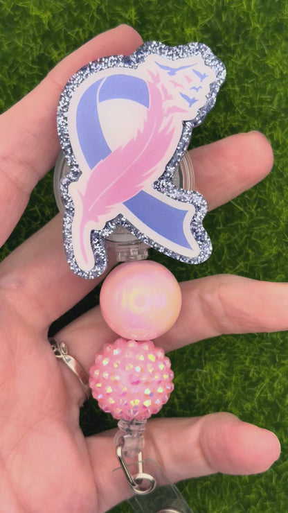 Pink and blue ribbon. Loss awareness-blue glitter
