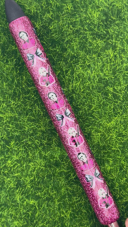 Scary on pink pen