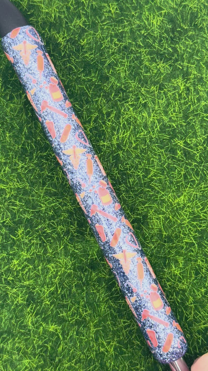 Pink medical on blue glitter pen