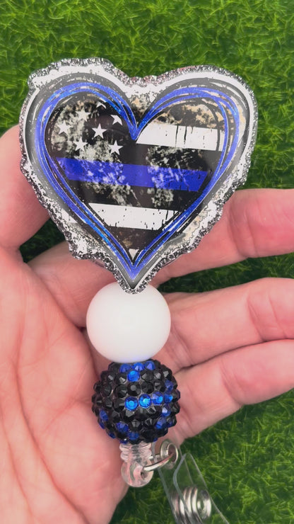 Blue line frayed heart
