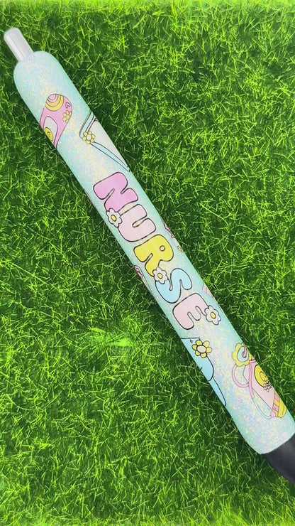 NURSE light blue glitter inkjoy pen